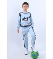 ERKEK ÇOCUK 3 İPLİK EŞOFMAN TAKIMI MNT BASKILI E18 (Mavi)