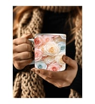 Çiçek Modellerinde 3 Boyutlu Tasarım Seramik Kupa Mug - Hediyelik Kupa Bardak (24)