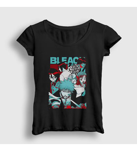 Presmono Kadın Beyaz Poster Anime Bleach T-Shirt 128178tt (Siyah)