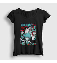 Presmono Kadın Beyaz Poster Anime Bleach T-Shirt 128178tt (Siyah)