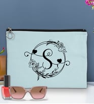 BK Gift Kişiye Özel Harfli Astarlı Portföy Çanta 30x21cm(12 Renk Seçeneği), Baskılı El Çantası, Organizer Çanta (Açık Mavi)