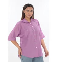 %100 Cotton Büyük Beden Gömlek (Lila)