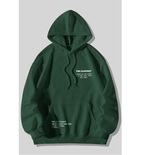 The Happiest Baskılı Oversize Sweatshirt (Yeşil)