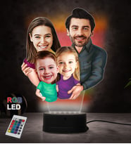 Doğum Günü Hediyesi,Sevgiliye Hediye, Kişiye Özel Fotoğraflı Mutlu Aile Tablosu Karikatür 3D Led Lamba (RGB)