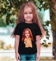 BK Gift Kişiye Özel Kız Çocuk Karikatürlü Beyaz T-Shirt-8 (Siyah)