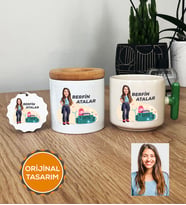Kişiye Özel Karikatürlü Paramedik Hediye Seti T Kupa, Kalemlik, Anahtarlık Kadın Paramediğe Tıp Bayramı Hediyesi (Yeşil)