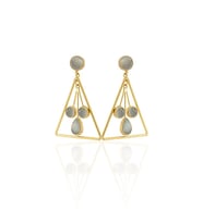 Kadir Jewellery 22 Ayar Altına Kaplama Kadın Sallantılı Küpe -El İşçiliği Ve Hipoalerjenik Küpe (Gri)