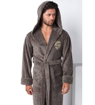 Commander Nakışlı Bambu Cotton  Erkek Bornozu (Haki)