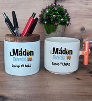 Maden Mühendisi Hediye Sepeti Kupa Bardak T Kulplu, Kalemlik Hediyeleri Mühendisler Günü Hediyesi (Model 7)