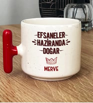 Kişiye Özel Efsaneler Haziranda Doğar Hediye T Kupa Bardak Doğum Günü Hediyesi (Kırmızı)