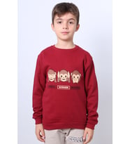 ERKEK ÇOCUK ŞARDONLU SWEAT KARAKTER BASKILI RİBANALI E34 (Bordo)