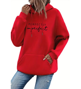 Perfectly Baskılı Oversize Sweatshirt (Kırmızı)