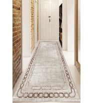Dijital Baskılı Kaymaz Taban Yıkanabilir Modern Yolluk Ve Koridor Halısı NDU-HT-901 (Kahverengi)