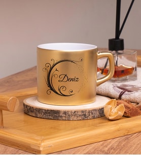 Kişiye Özel Tasarımlı Renkli Nescafe Fincanları 220 ML (Gold)