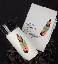Kişiye Özel Defter Kalem Ve Matara Hediye Seti 94764 (Bej)
