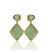 Kadir Jewellery 22 Ayar Altın Kaplama Kadın Sallantılı Küpe -El İşçiliği Ve Hipoalerjenik Küpe (Açık Yeşil)