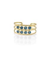 Kadir Jewellery 22 Ayar Altın Kaplama El İşçiliği Zirkon Taşlı Kadın Kaburga Bilezik (Koyu Mavi)