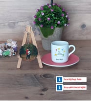Doğum Günü Hediyesi Türk Kahvesi Fincanı Ahşap Altlıklı ve Fotoğraflı Ahşap Anahtarlık Hediye (Model 6)