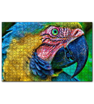 Cakapuzzle Macaw Papağanı Rengarenk Başı Yakın Plan  Puzzle Yapboz MDF (Ahşap) (1000 Parça)