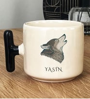 Kişiye Özel Kurt Baskılı Hediye T Kupa Bardak Babaya Kardeşe Hediye (Siyah)