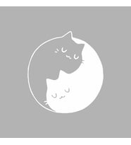 Kediler Ying Yang Araba Sticker siyah 15x15 CM (Beyaz)