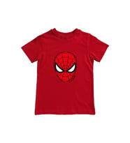 Spiderman baskılı örümcek adam pamuklu penye kumaş yazlık çocuk tişört (Kırmızı)
