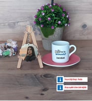 Matematik Mühendisi Türk Kahvesi Fincanı Ahşap Altlıklı ve Fotoğraflı Ahşap Anahtarlık Hediye (Model 6)