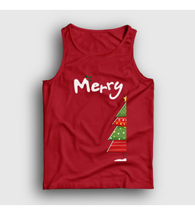 Presmono Unisex Beyaz Merry Christmas Funny Yılbaşı Atlet 364672tt (Kırmızı)