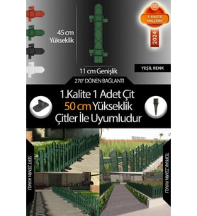 Uzunluk - Köşe - Kenar Tamamlama Çiti (50 Cm Yükseklik Çit ile Uyumludur) (Yeşil)