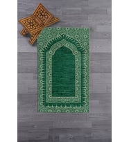 EVDEYA Dijital Baskılı Yıkanabilir Kaliteli Şık Namazlık Seccade 70x130 cm, SECCADE-9-GRİ, (Yeşil)