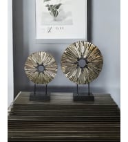 2'li İris Dekoratif Daire Biblo Obje C 4055 (Bronz)