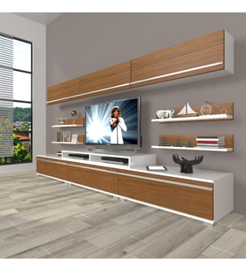 Decoraktiv Ekoflex 8y Mdf Tv Ünitesi Tv Sehpası (Beyaz - Ceviz)