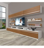 Decoraktiv Ekoflex 8y Mdf Tv Ünitesi Tv Sehpası (Beyaz - Ceviz)