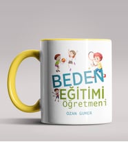 Kişiye Özel Beden Eğitimi Öğretmeni Tasarımlı Siyah Renk Kupa 5 (Sarı)