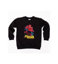 Spiderman baskılı örümcek adam pamuklu kumaş çocuk sweatshirt (Siyah)