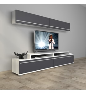 Decoraktiv Ekoflex 5 Mdf Tv Ünitesi Tv Sehpası (Beyaz - Antrasit)