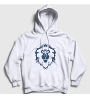 Presmono Unisex Beyaz Alliance Logo World Of Warcraft Oyun Kapüşonlu Sweatshirt 422903tt (Beyaz)