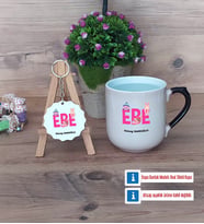 Ebe Kupa Bardak Kırmızı ve Ahşap Anahtarlık Hediye (Model 9)