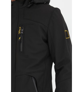 Mero Life Erkek Kapüşonlu Su Ve Rüzgar Geçirmez Softshell Mont (Siyah)