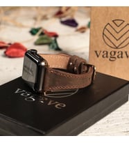 vagave Apple Watch Kadın Crazy Deri Kordon İsme Özel 3-4-5-6-7 / 42&44mm (Kahverengi)