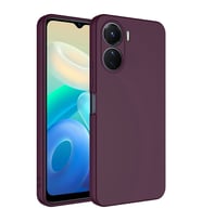 Vivo Y16 Kılıf Kamera Korumalı iÇi Süet Dokulu Lansman Tipi Silikon (Koyu Mor)