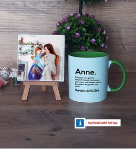 Anneye Hediye Fotoğraflı Dekoratif Taş, Kupa Bardak Beyaz Hediye (Model 14)