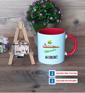 Ziraat Mühendisi Kupa Bardak Beyaz ve Fotoğraflı Ahşap Anahtarlık Hediye (Model 2)
