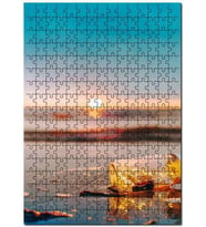 Cakapuzzle Gün Batımı Deniz Kumsalda Şişe Cam Görseli Puzzle Yapboz MDF (Ahşap) (500 Parça)