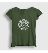 Presmono Kadın Sarı Maze Westworld T-Shirt 224500tt (Haki)