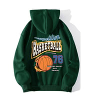 Basketball 76 Baskılı Oversize Sweatshirt (Yeşil)