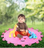 Bebek Oyun Halısı 120 cm Ponponlu ve Ayaklı (%100 Yerli) (Pembe)