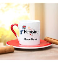 Hemşire Türk Kahvesi Fincanı (Kırmızı)