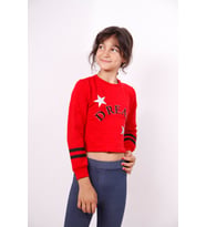 Toontoy Kız Çocuk Yıldızlı Dream Baskılı Sweatshirt (Kırmızı)