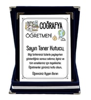 Coğrafya Öğretmenine Hediye İsim Baskılı Plaket - Öğretmenler Günü Hediyesi (Lacivert)